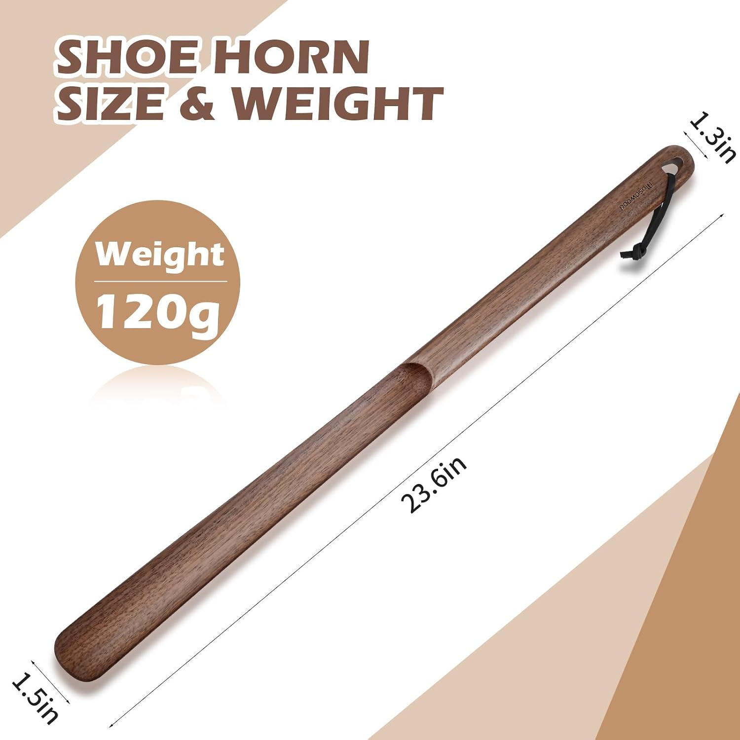 muso wood Wooden Shoe Horn, Walnut Shoe Horn Long Handle for Seniors, 23.6 Inches Shoehorn for Seniors and Pregnant Women