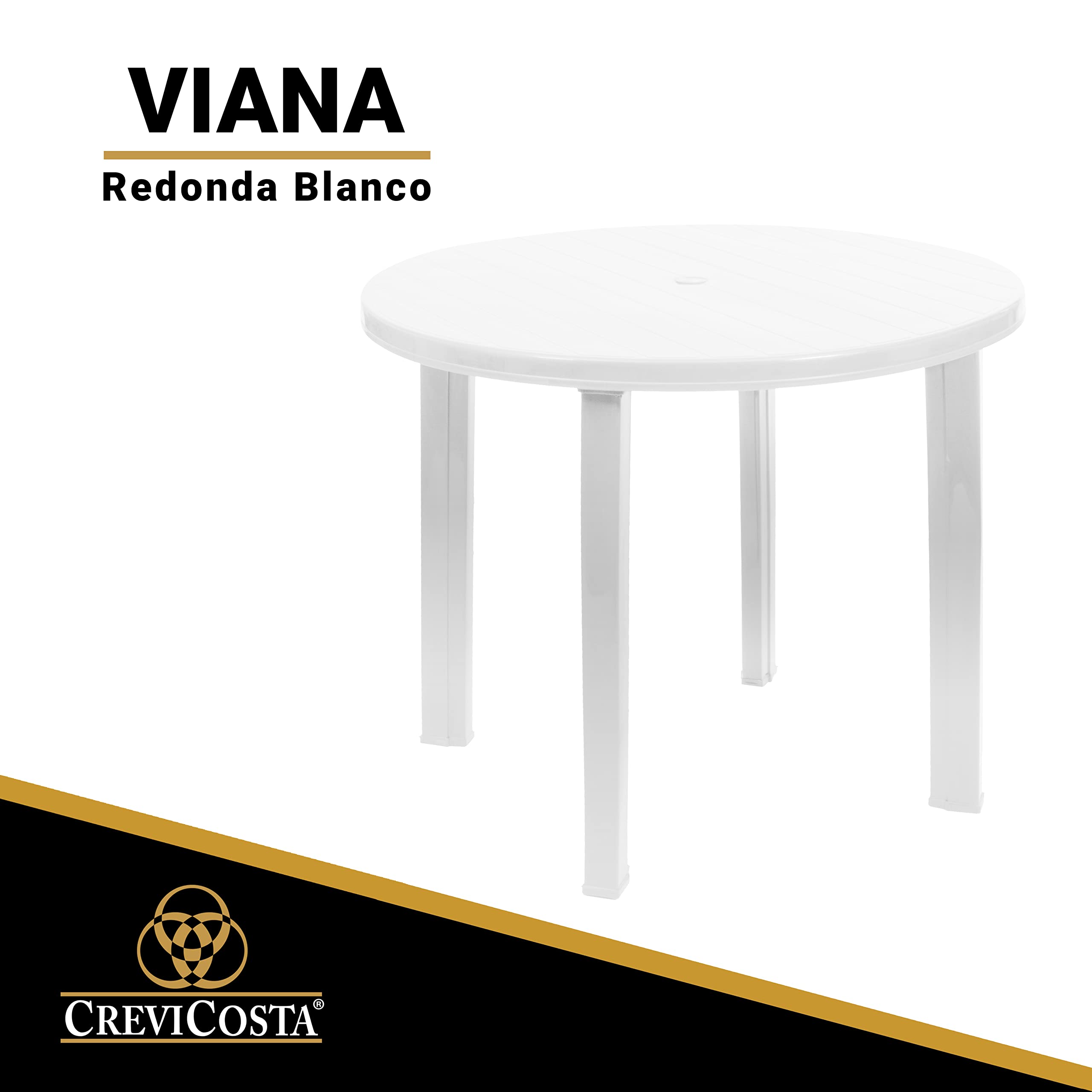 CREVICOSTA QUALITY MARK MARCAS DE CALIDAD Mesa Redonda Jardín Viana 90x90 (Blanca)