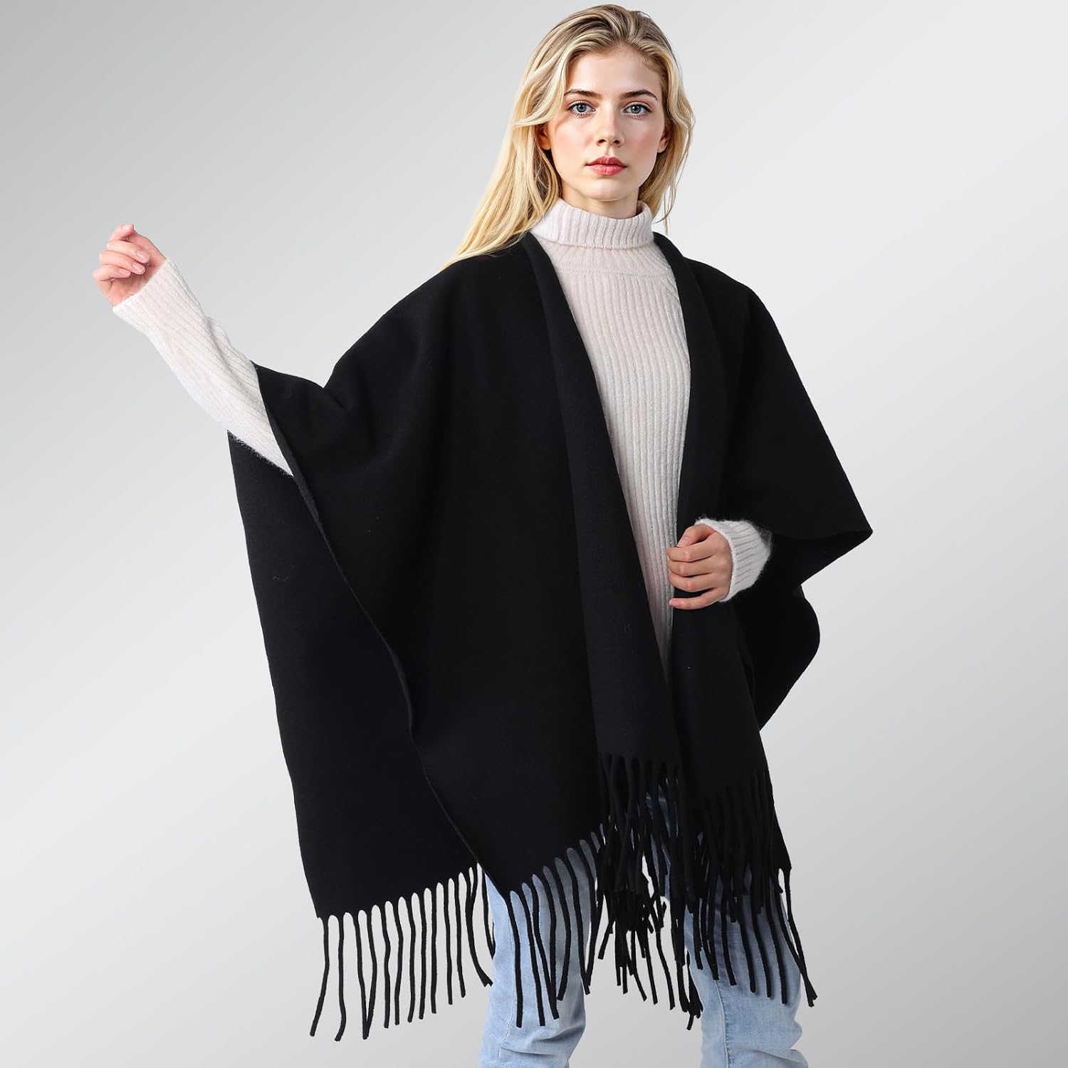 Premillow Shawl Wraps for Women, Open Front Cape Ponchos for Women, Oversized Womens Poncho Shaw for Spring Fall Winter - Image 2