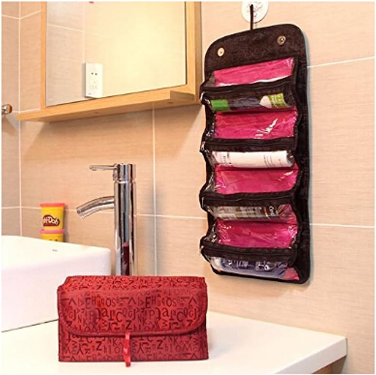 Travel Cosmetic Bags Foldable Roll up Makeup Bags Pouch Women Girls Large Capacity Portable Hanging Toiletry Bags Stationary Organizers Beauty Case
