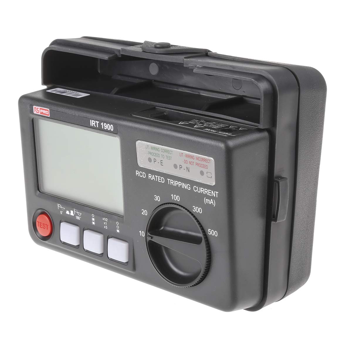 RS PRO IRT1900 LCD-Anzeige Digitales RCD/FI-Prüfgerät 10mA AC