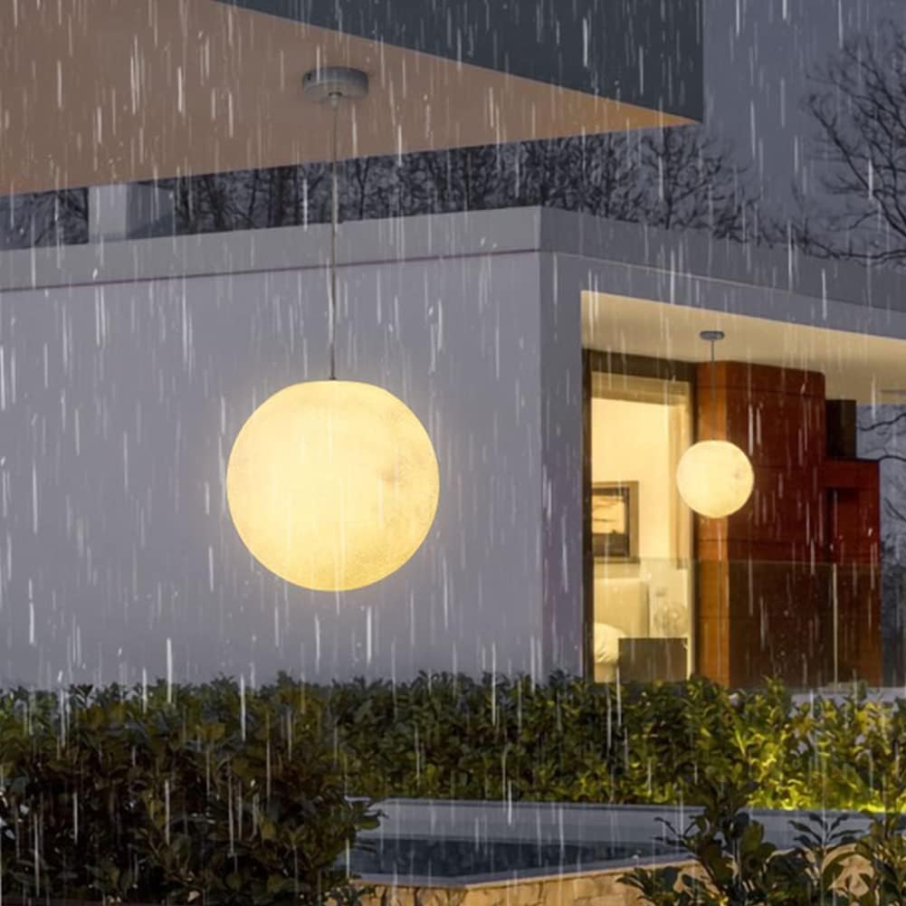 Lámpara de techo moderna con forma de planeta y luna, lámpara colgante nórdica creativa con forma de planeta y luna, lámpara colgante de resina impermeable para exteriores de mediados de siglo para