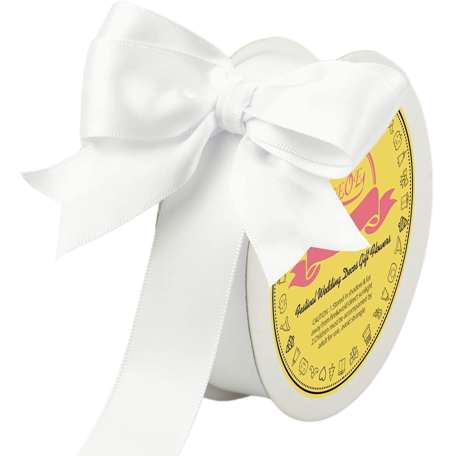 Double Face Satin Ribbon 1 inch X 25 Yards Polyester White Ribbon for Gift Wrapping Very Suitable for Weddings Party Hair Bow Invitation Decorations and More