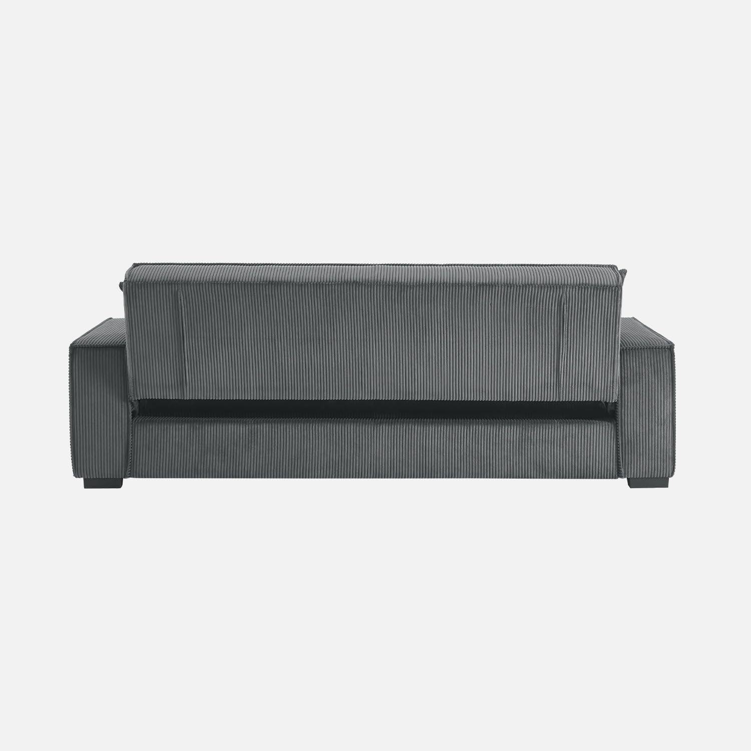 Alice's Garden sweeek - Canapé Convertible 3 Places Gris foncé Velours côtelé L 231 x P 96.5 x H 80cm