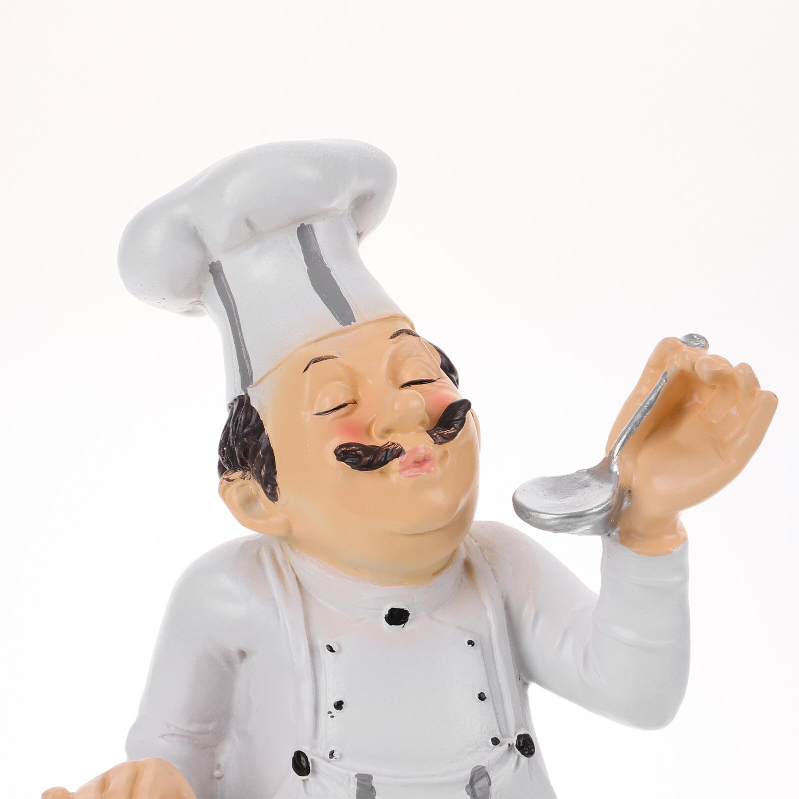 SHINEOFI Chef Figura Cartone Animato Divertente e Stabile Bianco Stile Europeo in Resina Statuetta per Decorazione Cucina e Casa per Tavolo