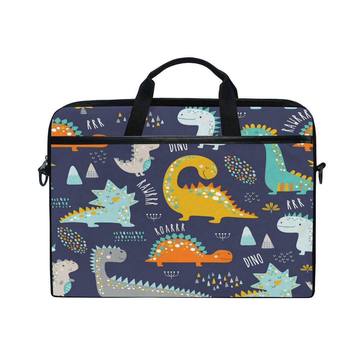 ALAZA Cute Funny Dinosaurs Dino15 inch Laptop Case Shoulder Bag Crossbody Briefcase for Women Men with Shoulder Strap Handle
