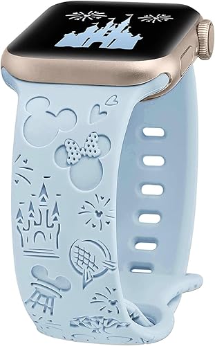 BNCLSTG Correa de silicona grabada con dibujos animados compatible con Apple Watch Band de 1.496 in, 1.575 in, 1.614 in, 1.654 in, 1.732 in, 1.772