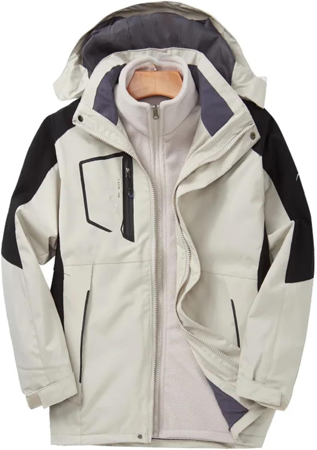 Mens Winter Mountaineering Jackets Windproof Waterproof Hooded Fleece Warm Outdoor Hiking Camping Coat