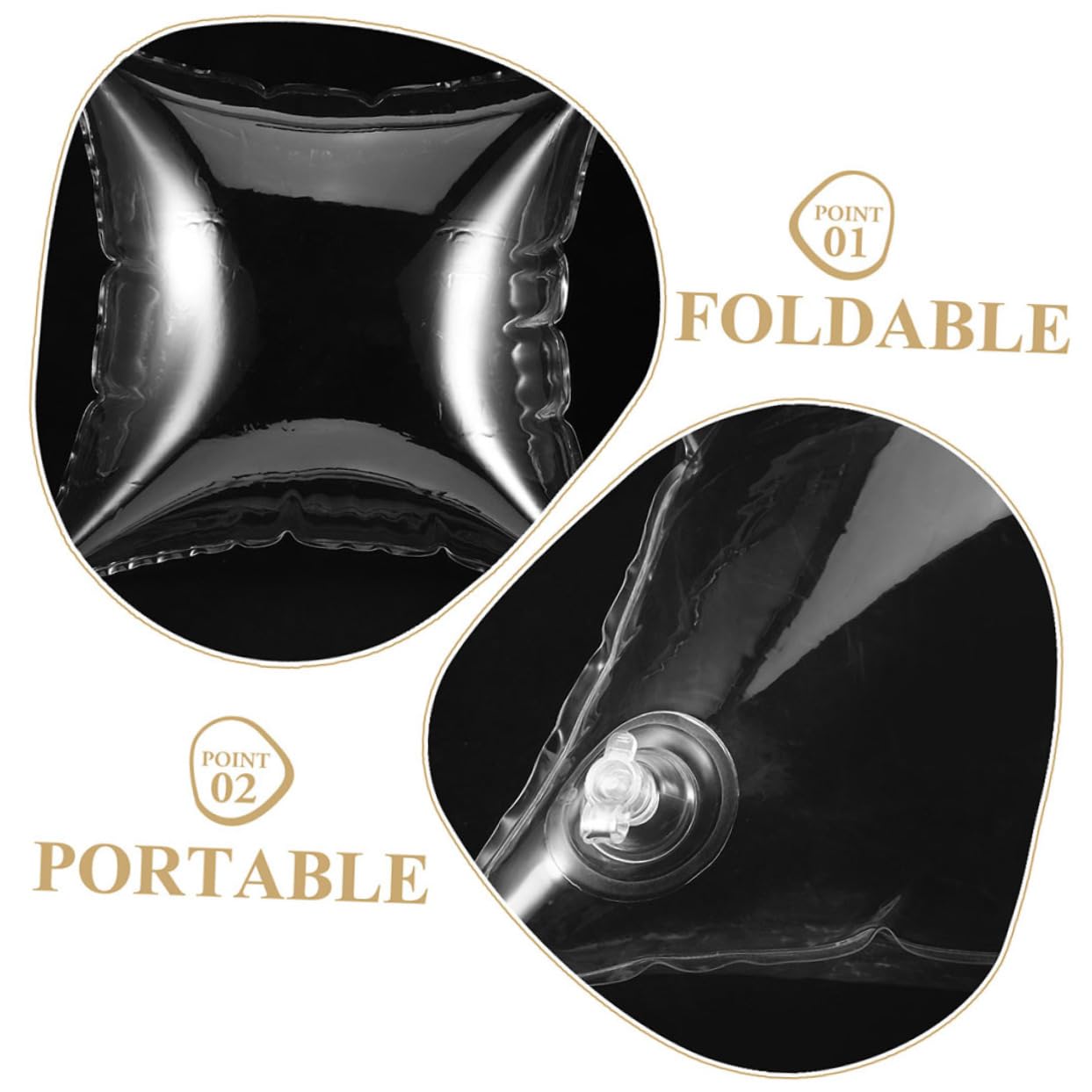 Oreiller Gonflable Transparent pour Camping Voyage et Randonnée Coussin Dorsal et Support Lombaire Léger et Pliable