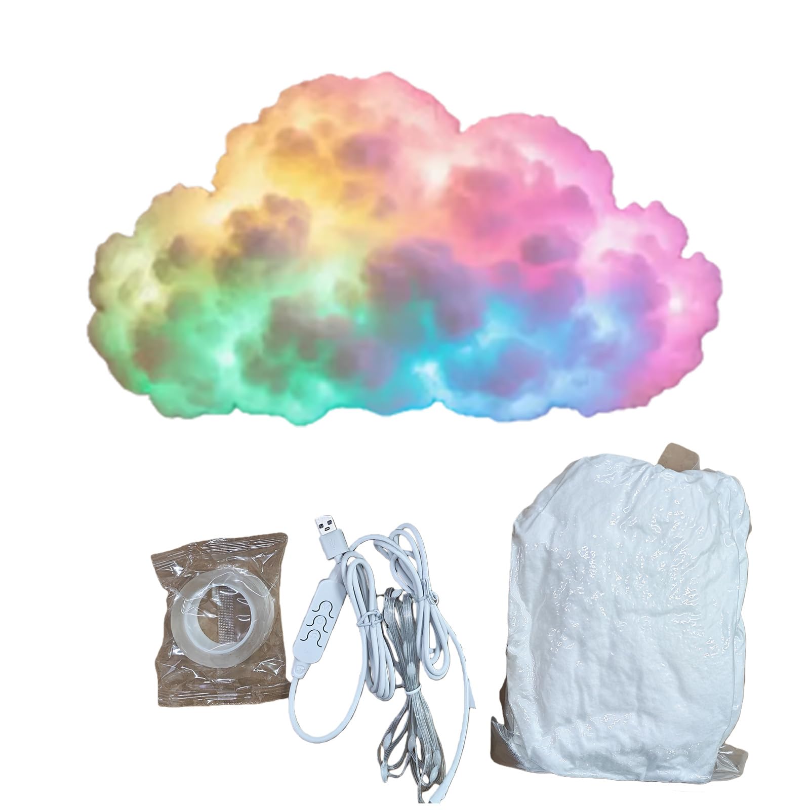 Shurhome Dynamic Multicolor Changing Cloud Night Light USB Powered PVC Texture for Versatile Home Decorating and Creative Gift Atmospheres Night Light