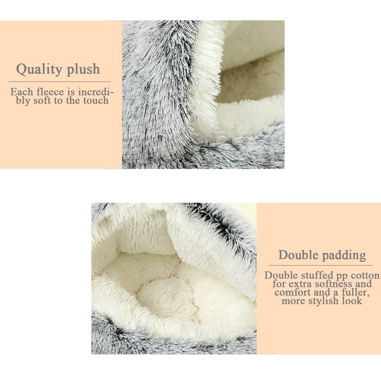 Small Dog Bed, Donut Cuddler Nest Warm Soft Plush Faux Fur Washable Dog Bed with Non-Slip Bottom for Medium Small Dogs Snooze Sleeping Indoor (65cm/25in)