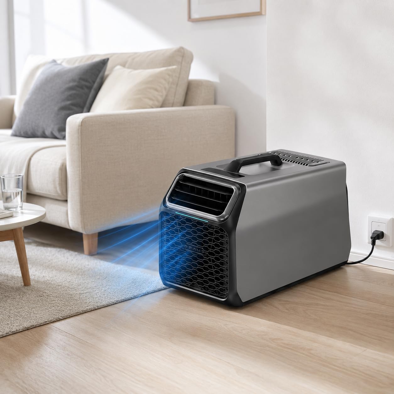 Aire acondicionado portátil 220V-240V 1400W 5000BTU Nuevo modelo Gray-220V | Refrigeración para 8-10 m² con deshumidificación, modo sueño, temporizador y pantalla LCD táctil para hogar y oficina.