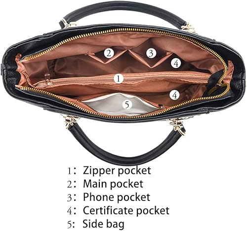 Miniatura 5 de Bolsos de mano para mujer, monederos, bolsos de hombro, asa superior, bolso de mano, bolsa de trabajo, juego de 2 piezas