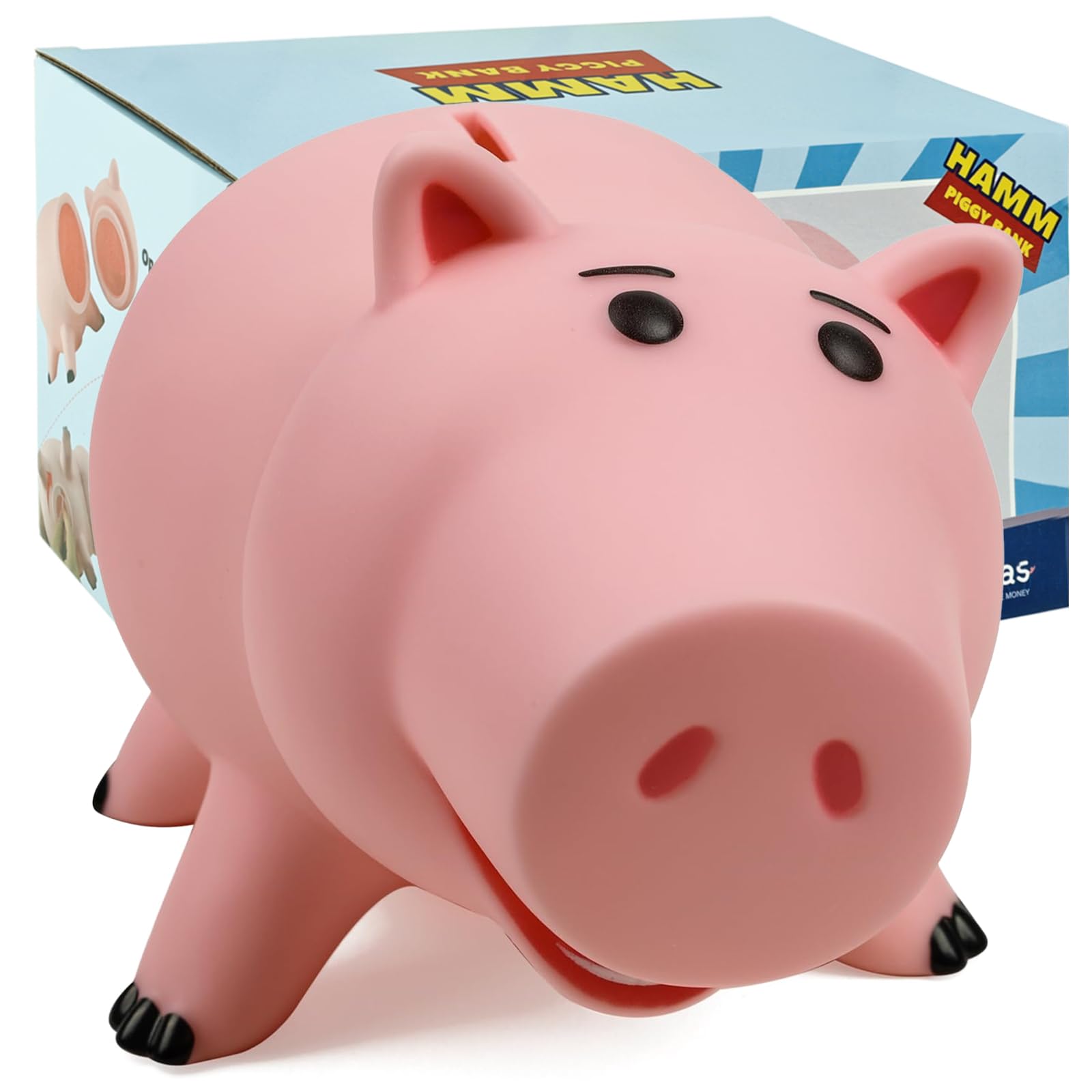 PHOCAS Piggy Bank, Cute Pink Plastic Coin Bank for Girls and Boys, Unbreakable Pig Money Bank for Xmas Christmas Birthday Gift