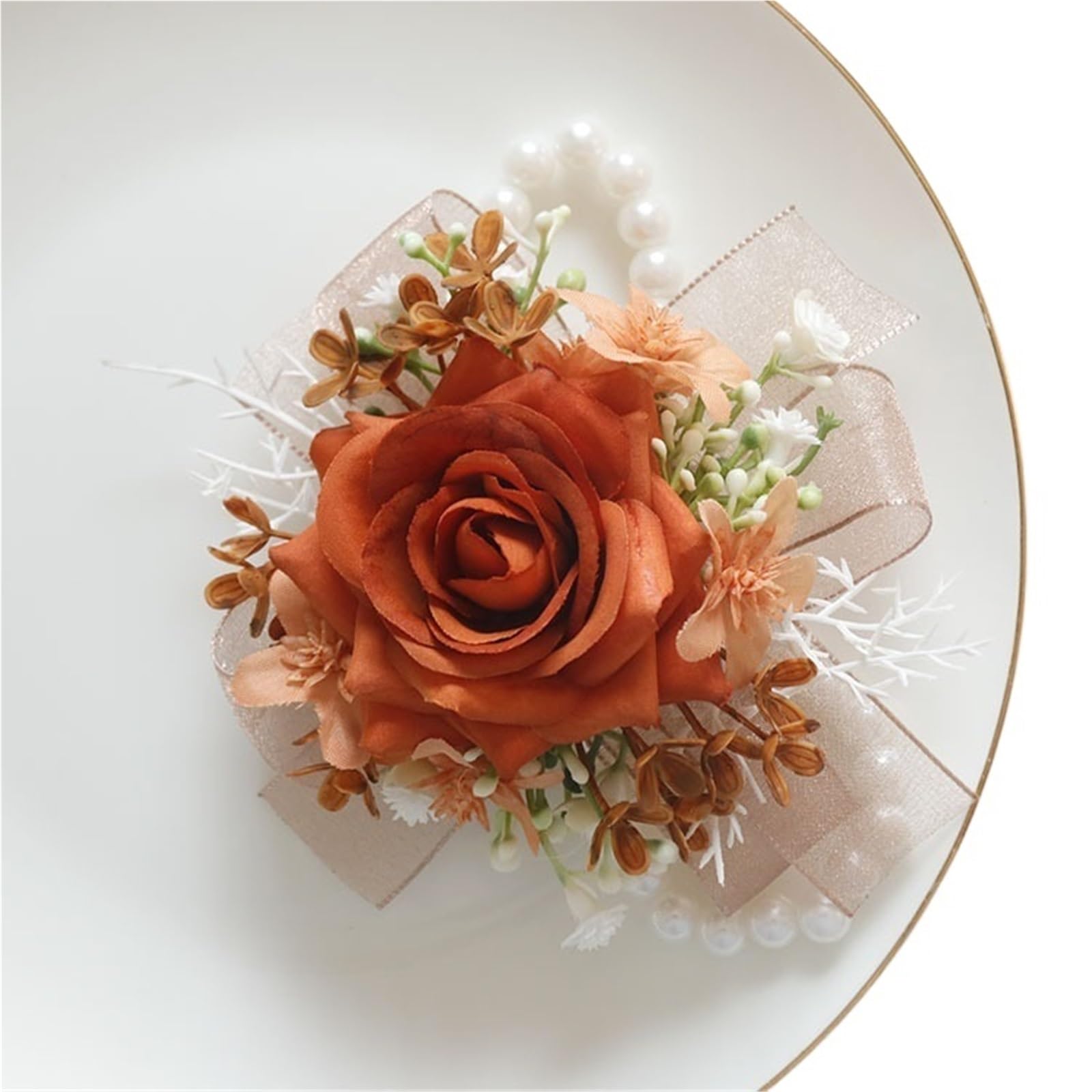Ansteckblume BräUtigam Hochzeit Blumenstrauß Künstliche Blume Geschäftsfeier Eröffnungsgast Corsage Boutonniere Überreichte Orange | Handed flower