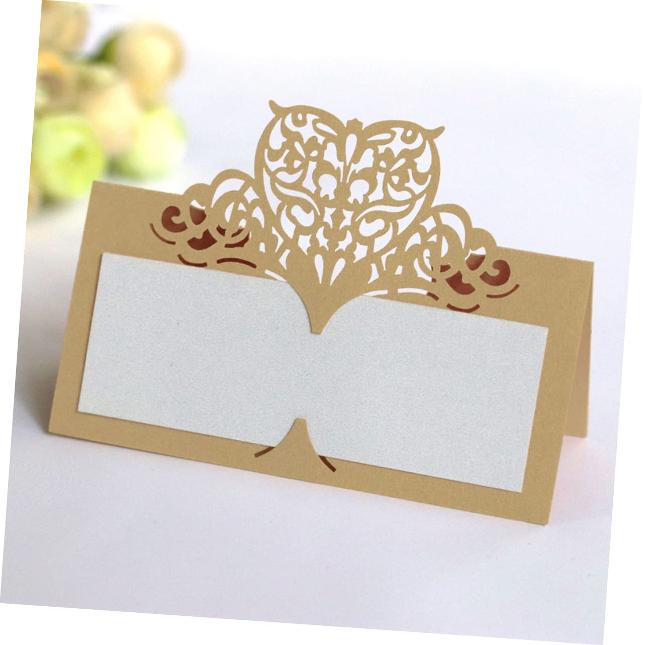 STOBAZA 3 Sets Stabiler Papier Tischkarten Für Hochzeit Party Bankett Beige Golden Finish 50 Stück * 3