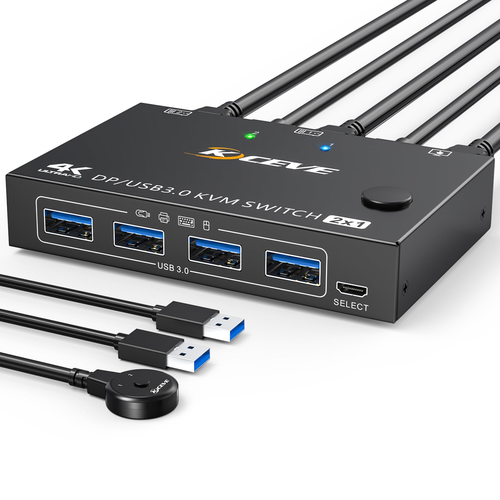 KCEVE 8K USB3.0 KVMスイッチ Amazon.com: KCEVE KVM Switch 1 Monitor 2 Computers Displayport 4K