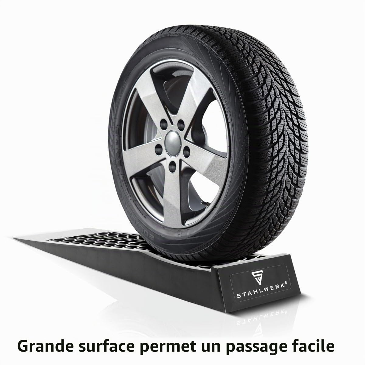 STAHLWERK Lot de 2 cales de marche GT-13 - Capacité de charge de 3 t - 700 x 200 x 78 mm - Cale de roue et rampe d'accès