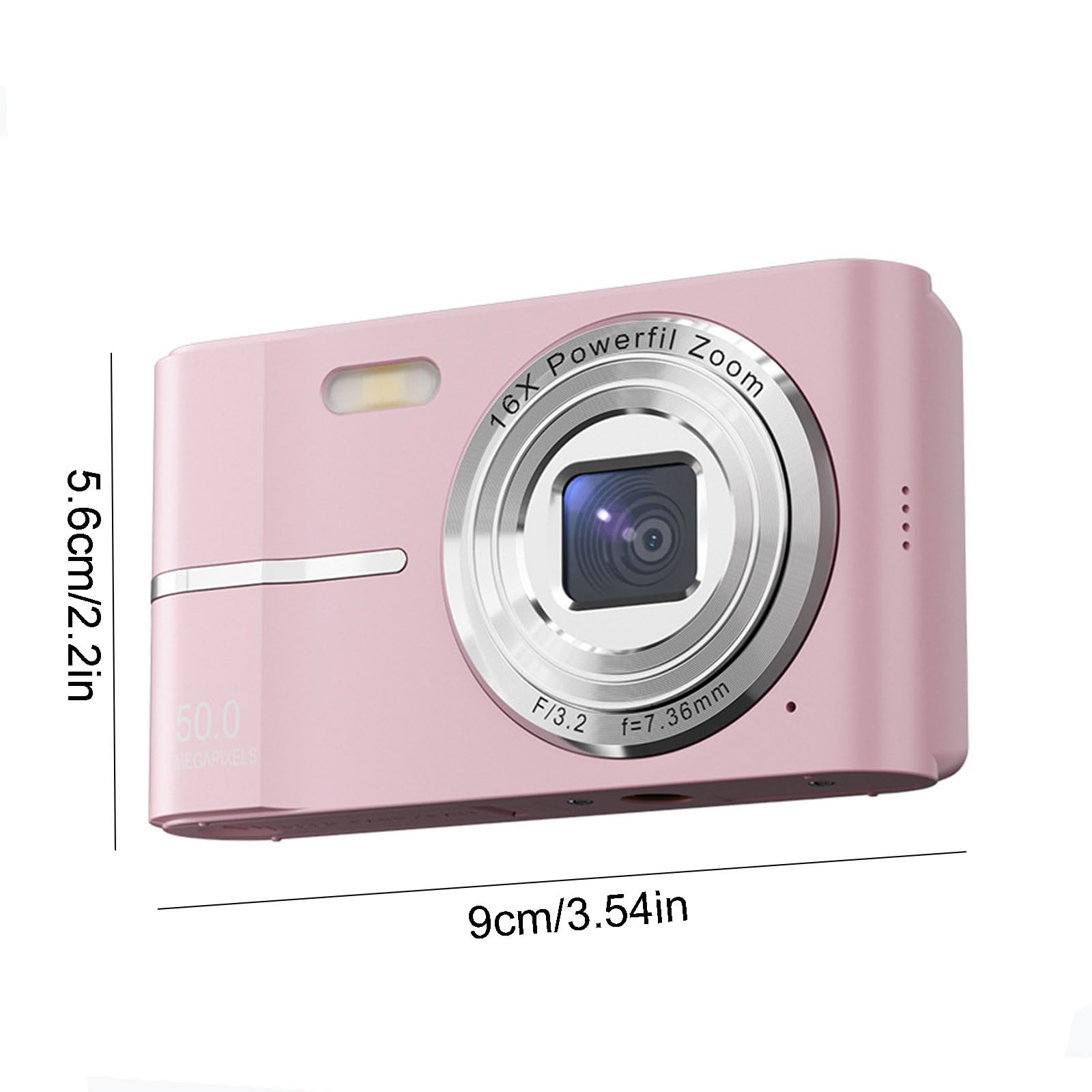 Cámara digital 4K rosa para fotografía, viajes, cámaras compactas de bolsillo, cámaras de vlog, cámara digital clásica con tarjeta de 32 G, 50 MP, zoom digital 16x, pantalla LCD 2.4
