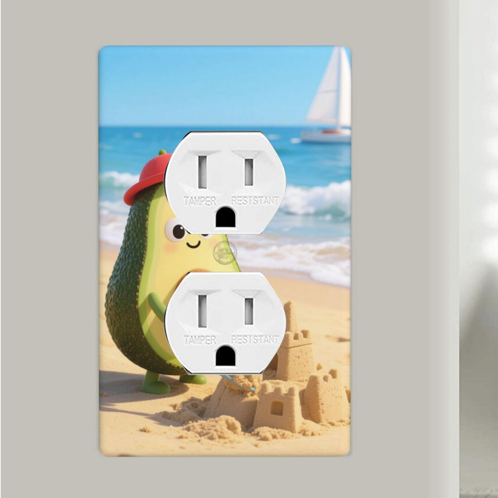 Fekiloot Avocado Duplex Outlet Covers Wall Plates 1-Gang Switch Outlet Electrical Cover Plate Unbreakable Polycarbonate Switchplate Cover Faceplate For Bathroom Kitchen Home Decor