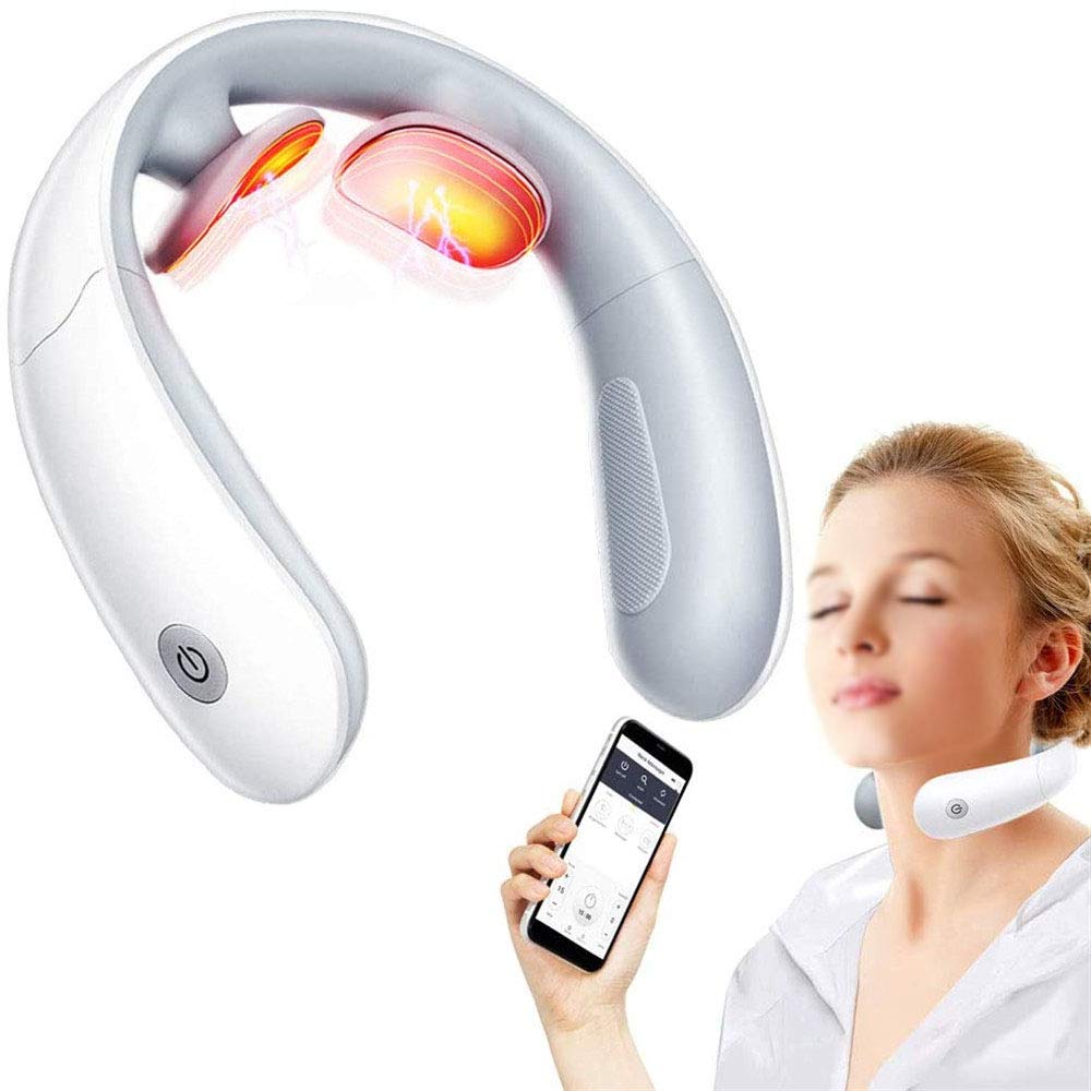 Intelligent Neck Massager, APP Control & Button Control, Neck Pain Relief, Cordless & Portable & Heat Relax at Home Office Car
