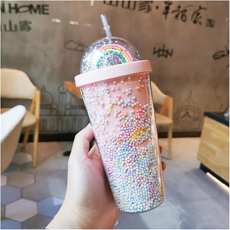 Amazon コップを飲む 450mlのわらカップのスパンコールのキラキラカップのコーヒー水のびんが付いている蓋のプラスチック再利用可能なパーソナライズされた飲み物 ファッションウォーターカップ Color 07 水筒 マグボトル オンライン通販