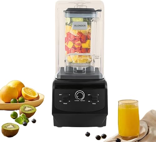 Licuadora comercial con escudo, licuadoras profesionales silenciosas para cocina, restaurante, 6 cuchillas de acero inoxidable, licuadora resistente