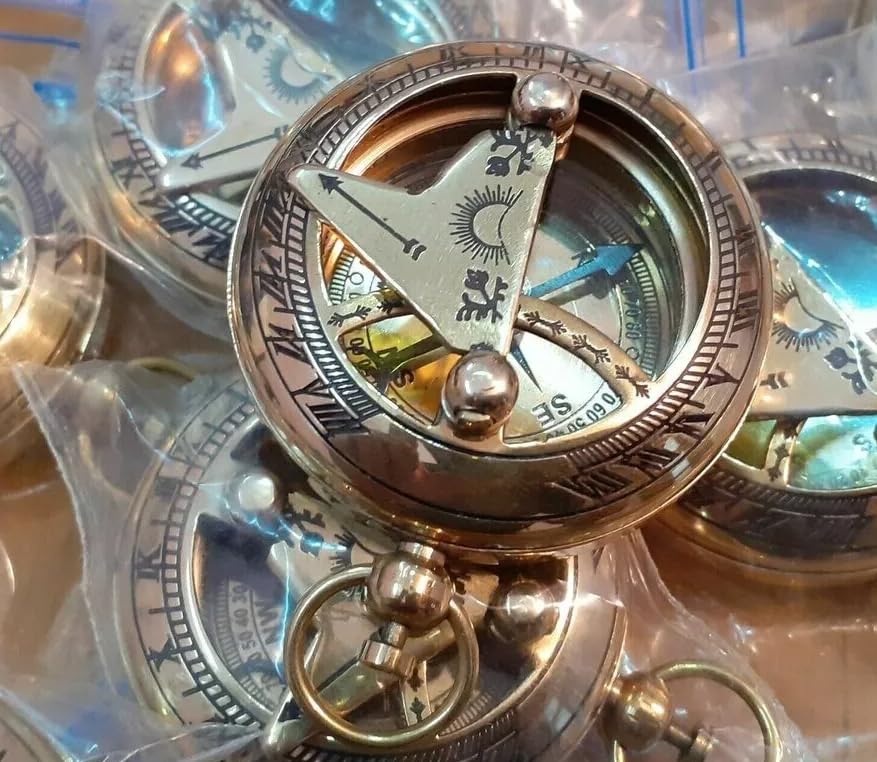 Lot of 50 mosiężny zegar słoneczny mini kompas morski ręcznie robiony