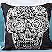 Birsppy L&J Art 2 PCS 18'' Retro Vintage Sugar Skull Mexican Day of The Dead Linen Throw Pillow Case Cushion Cover