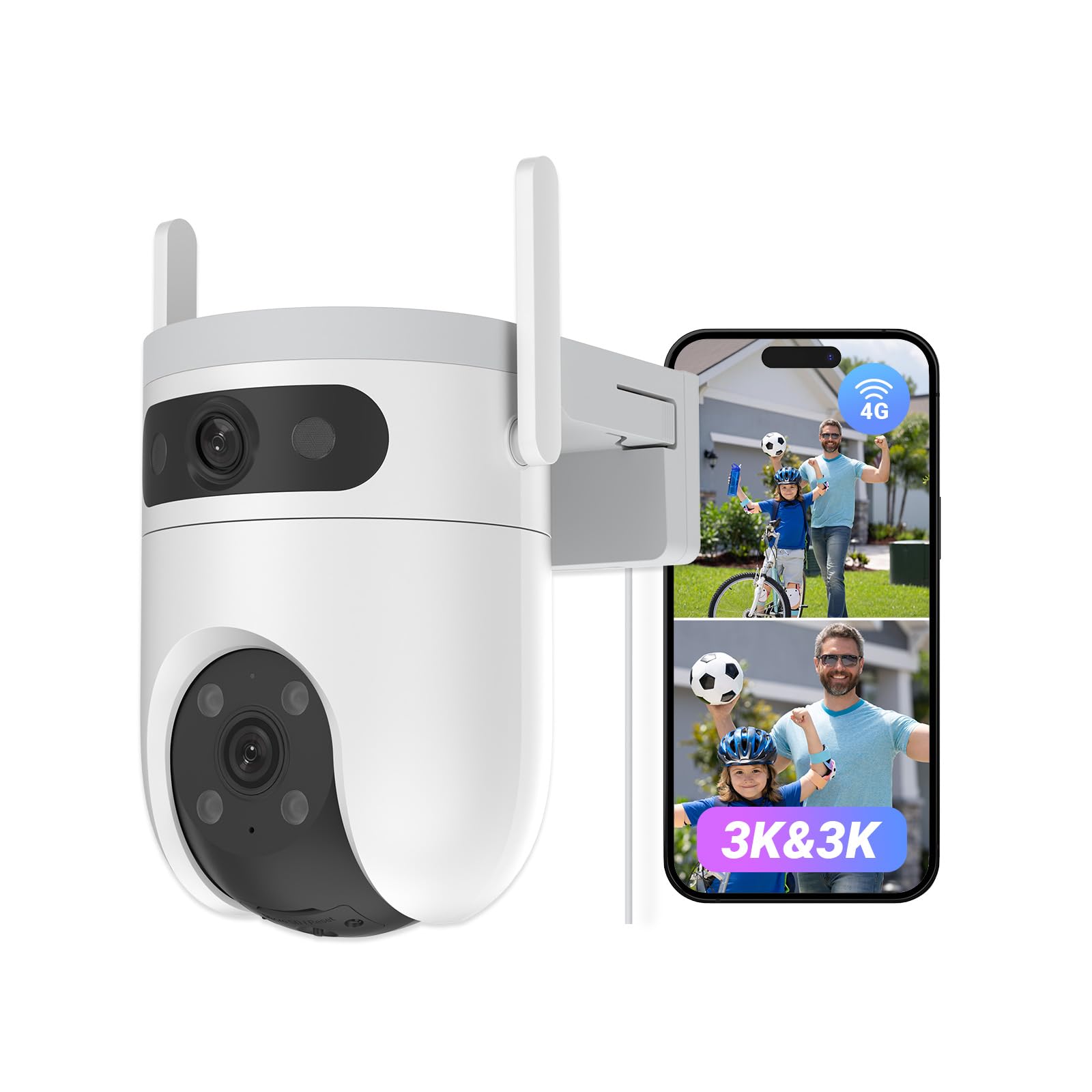 EZVIZ H9C 3K+3K Telecamera Wi-Fi da Esterno a Doppia Lente 4G LTE | PTZ a 360°, Tracciamento Automatico, Rilevamento Persone/Veicoli, Visione Notturna Colori 40m, Difesa Attiva, Wi-Fi 6