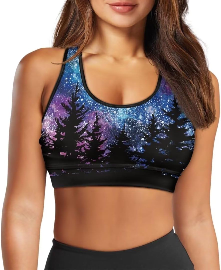 Mushroom Padded Bras for Women Wireless Sport Bra Racerback Running Bra Yoga Sport Bras