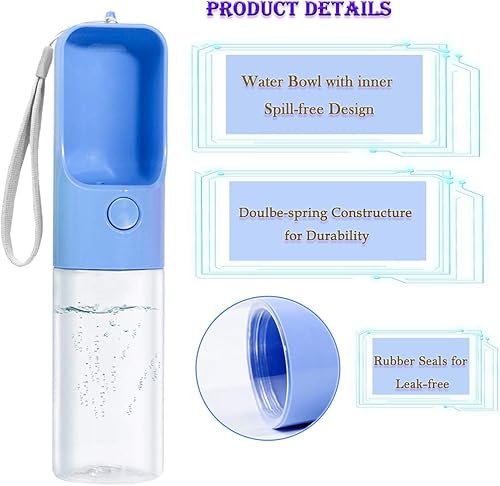 Miniatura 10 de Sofunii  Botella de agua para perro para caminar, portátil de viaje, taza de agua para mascotas, dispensador de platos, hecho de material de grado