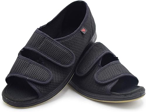 Miniatura 6 de W&LESVAGO Sandalias diabéticas con punta abierta para mujer, zapatos de edema de artritis de ancho ajustable, cómodas pantuflas de casa para pies