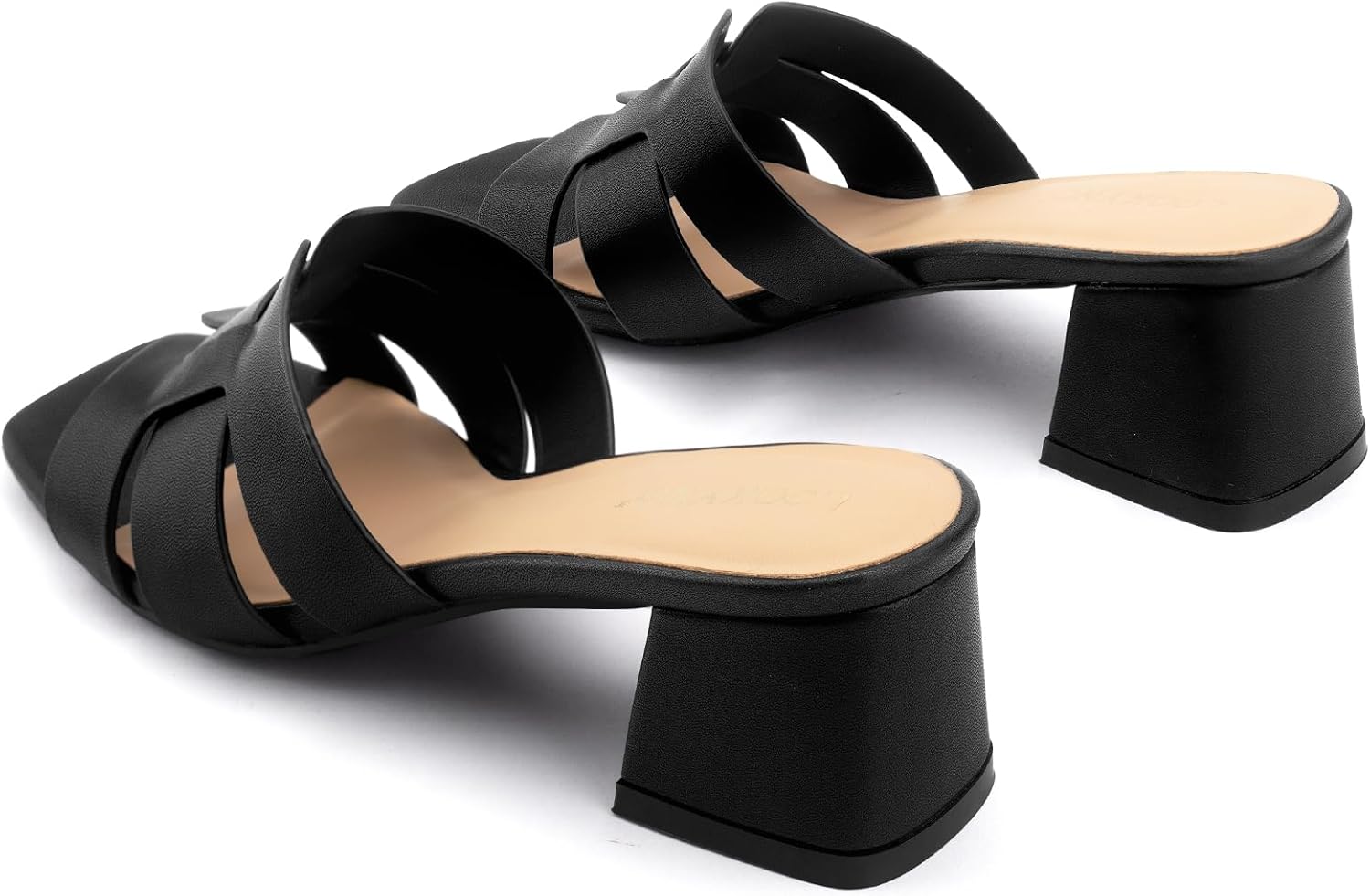 Women's Square Open Toe Heeled Sandals Chunky Block Heel Slip On Dressy Sandal - Image 5