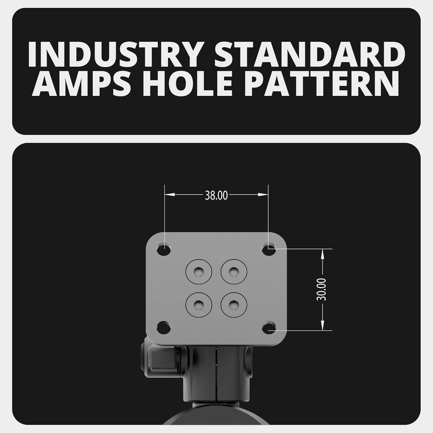 Tackform Black Motorcycle GPS/Tuner Mount - 4-Hole AMPS Pattern | BC3 Universal Clamp Fits 1-1/4" to 1-1/2" Handlebars | Aluminum | Compatible with Garmin Zumo, Dynojet Tuner, More | Short Reach Arm