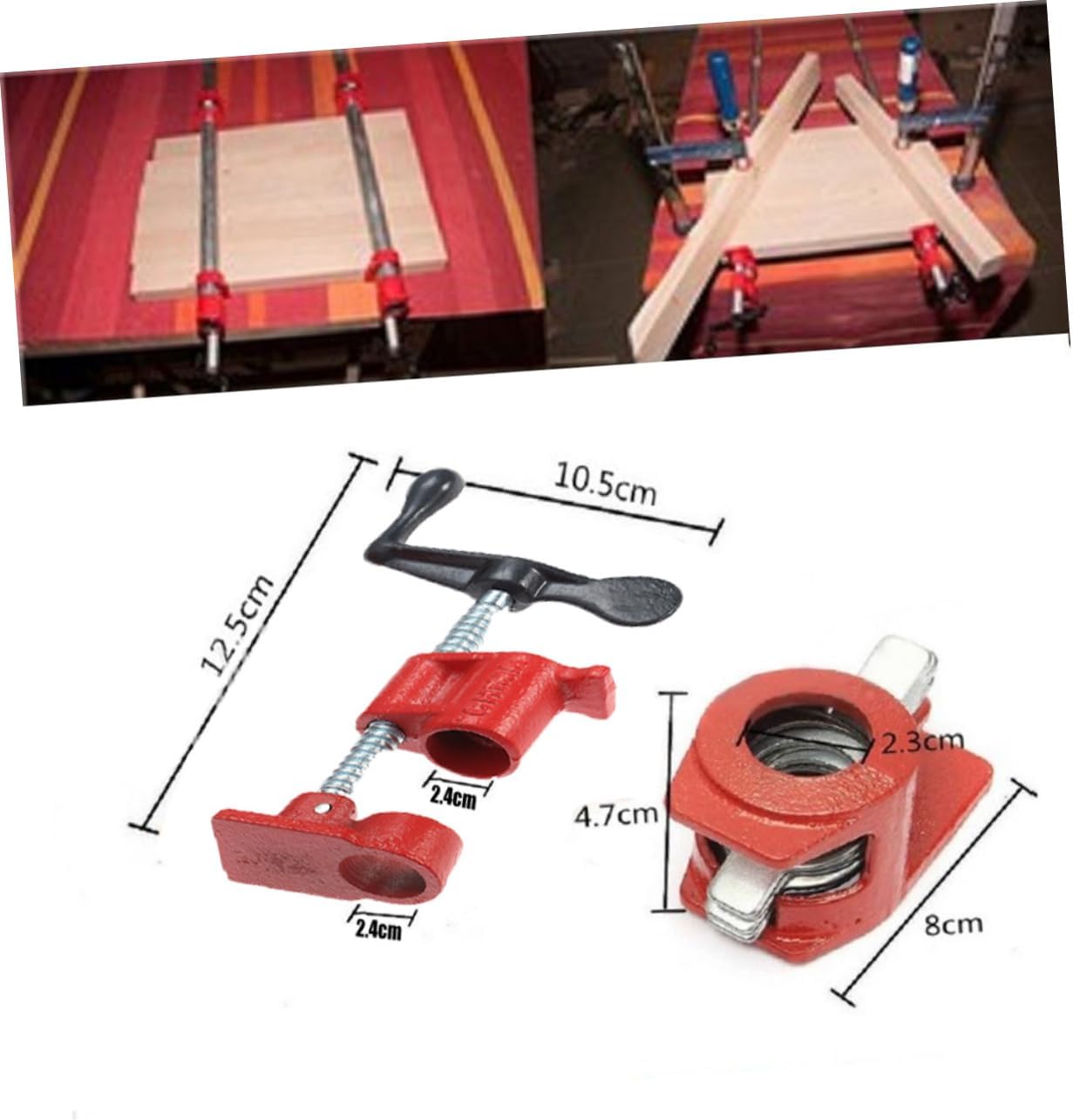 Woodworking Clamp Set 3/4 Heavy Duty Iron Clamp Water Pipe Bracket for Woodworking