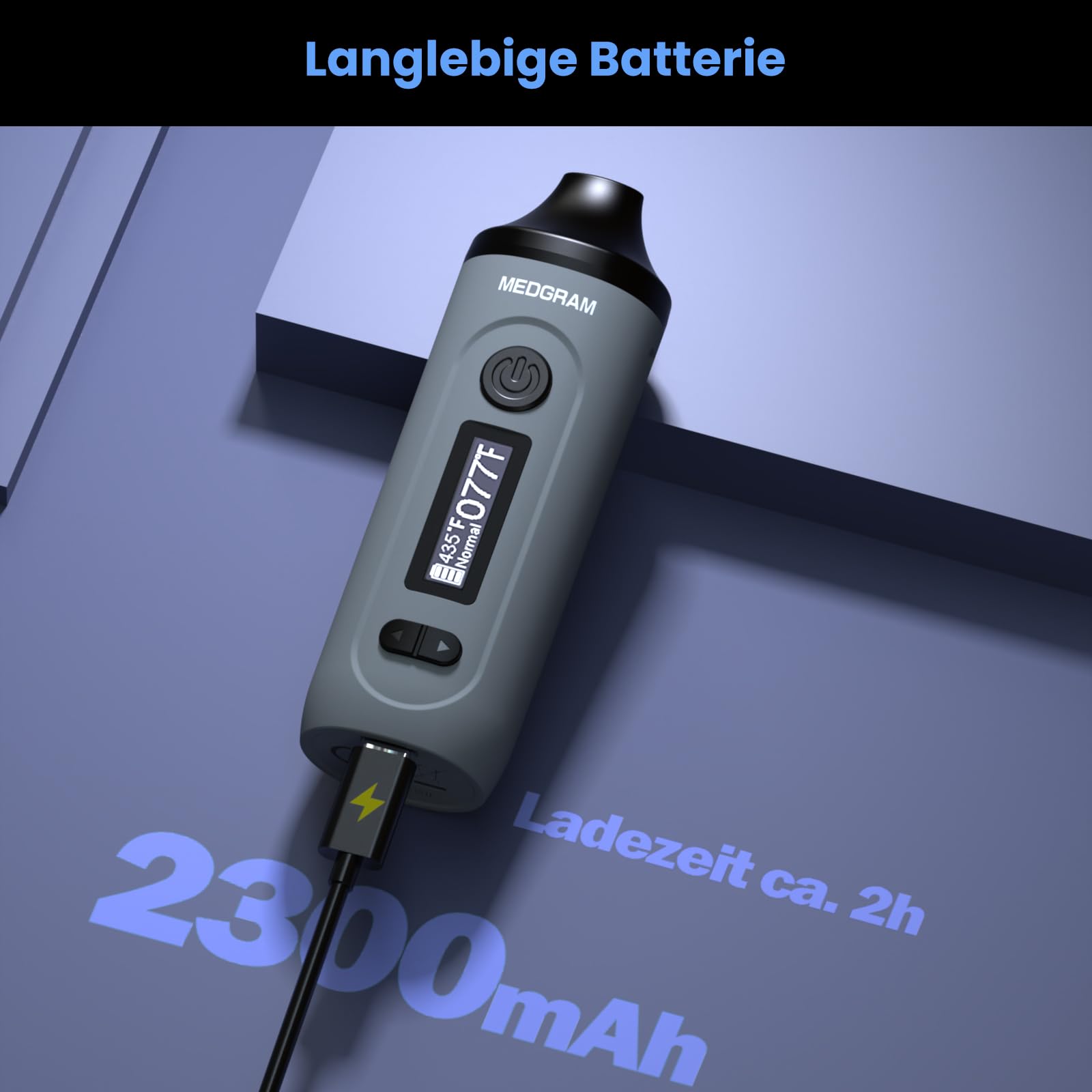 Vaporizer Kräuter | MEDGRAM Präzise Temperatureinstellung 93-220℃ | LCD Display | Magnetisches Slide-In-Mundstück | Einfache Reinigung