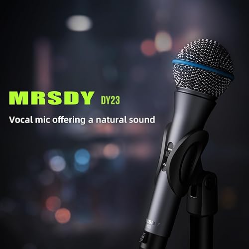 Vista 3 de Micrófono XLR con cable, micrófono dinámico cardioide de mano de metal para cantar, escenario, estudio, karaoke, con interruptor