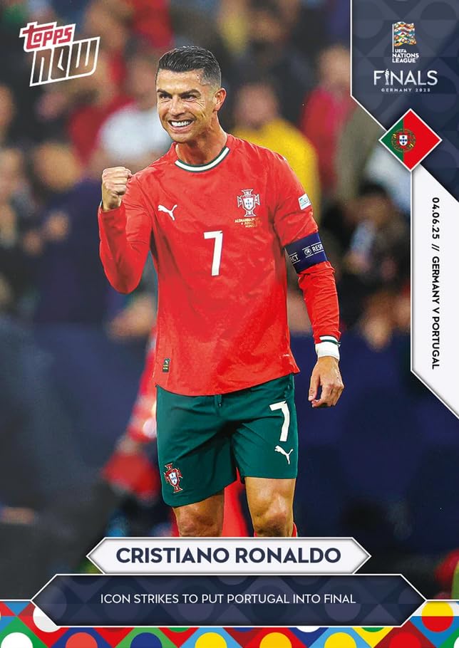 Amazon.com: 2025 Topps Now UEFA Cristiano Ronaldo #1 Icon Strikes