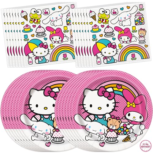Hello Kitty Birthday Decorations & Party Supplies | Hello Kitty Plates Napkins Sticker | Officially Licensed