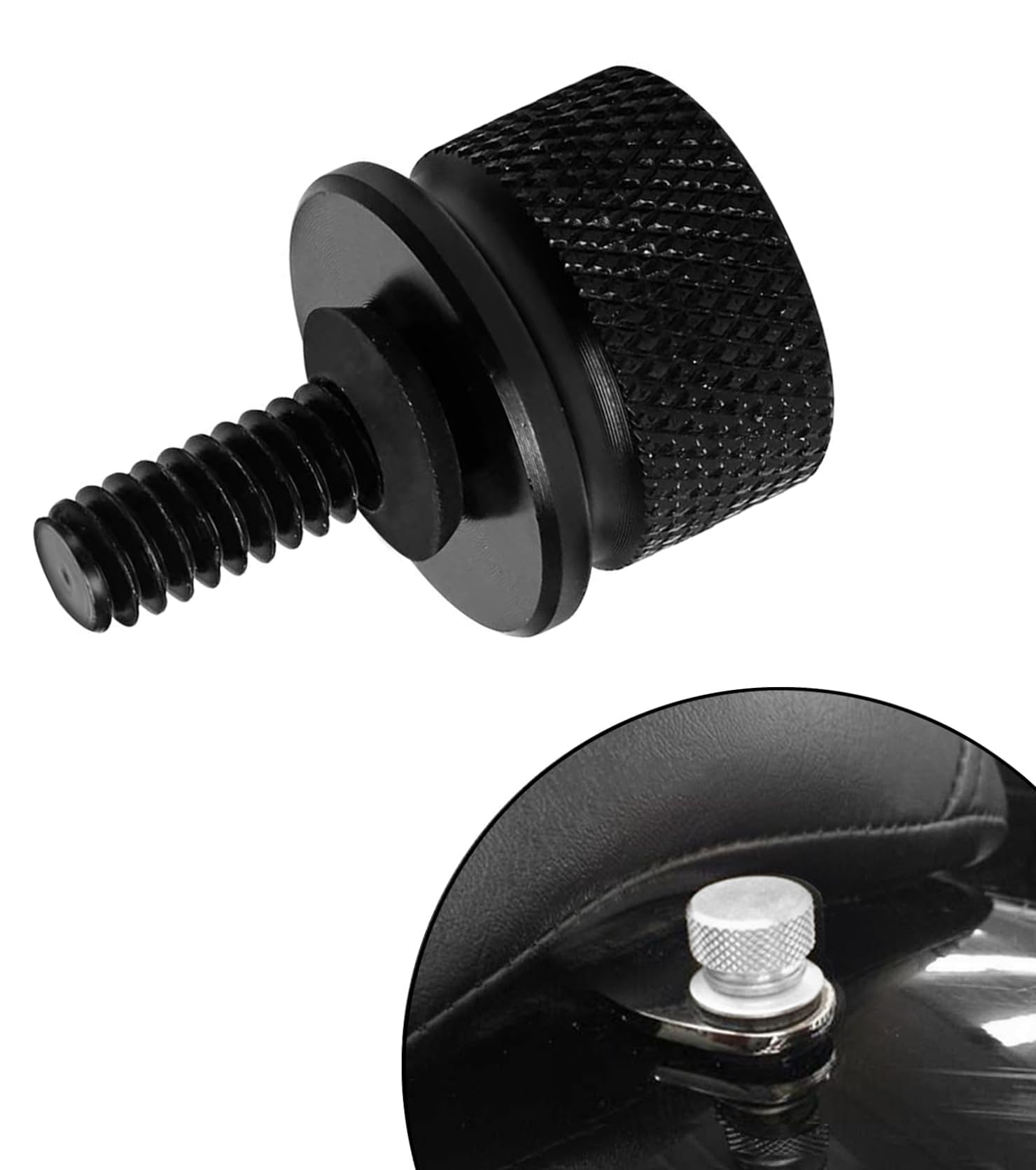 Accessori per moto for Harley Davidson - 2 set di viti per sedile in alluminio, con clip a C e vite zigrinata per un fissaggio sicuro del sedile della moto (nero)