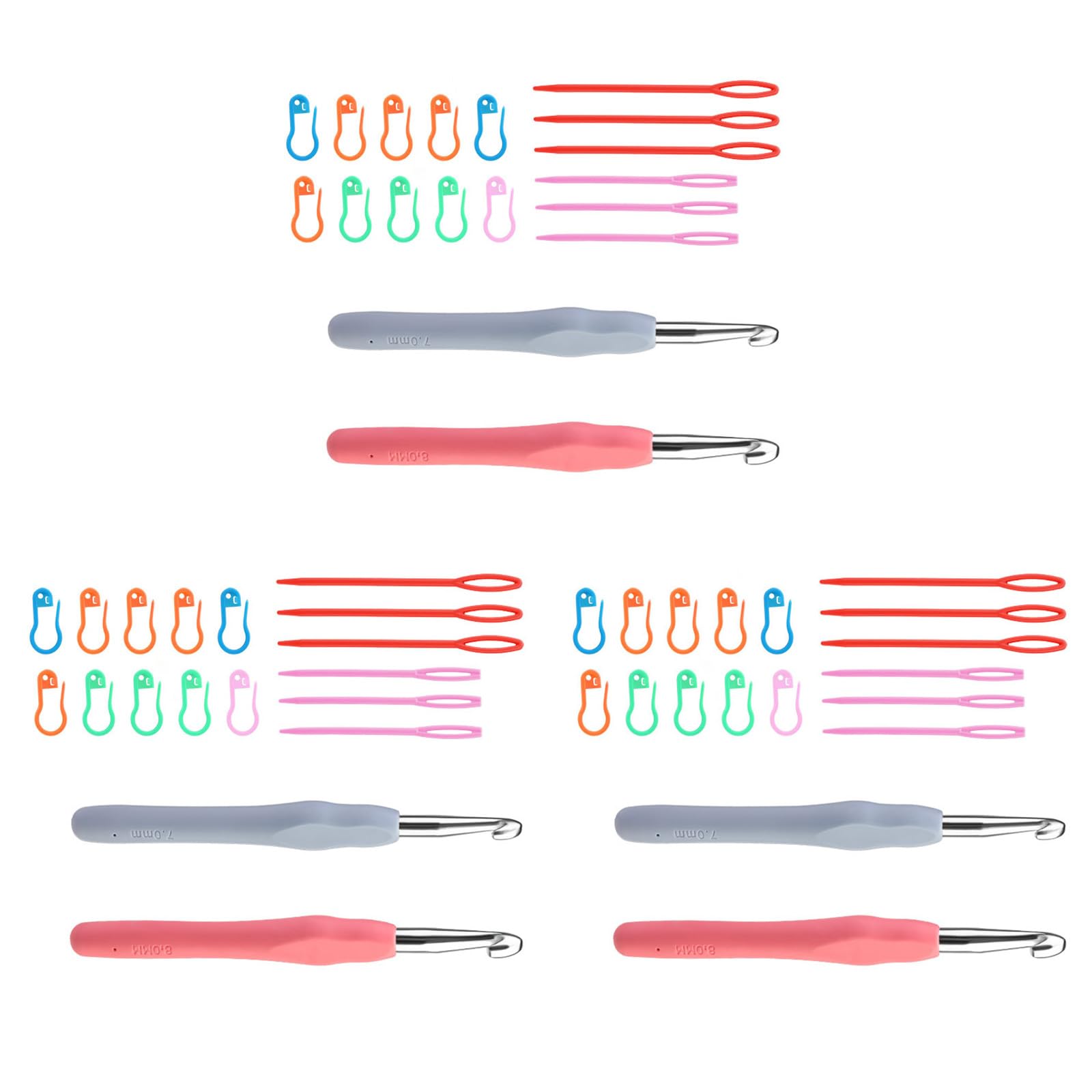 Kalttoy Multicolor 57Pcs Big Eye Yarn Knitting Needle Ergonomic Crochet Hook Stiching Marker With Case For Beginner Experienced Hobbyist Crochet Hooks Set
