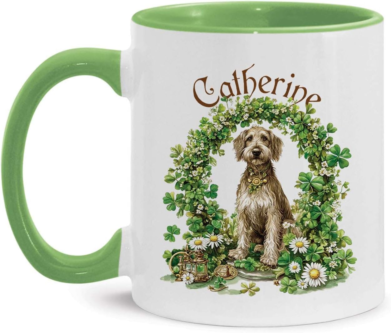 Personalized Name Irish Dog Mug, Custom Cute Dog Coffee