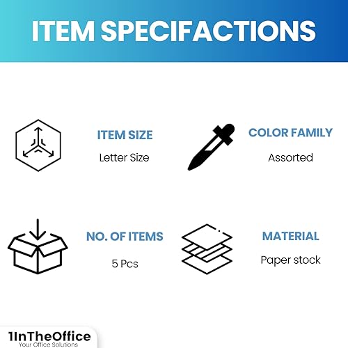 Miniatura 7 de 1InTheOffice Archivadores tamaño carta, bolsillos expandibles para archivos, expansión de 5.25 pulgadas, colores surtidos, paquete de 5