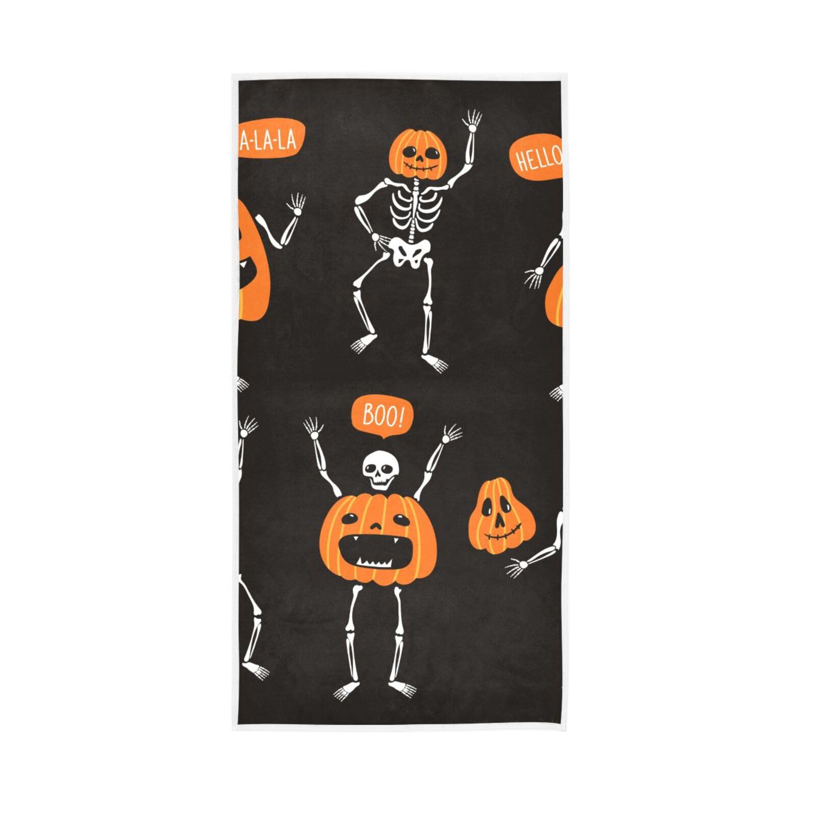 HUYGD Set Skeletons Pumpkins Kitchen Hand Towels, 15 x 30 Inches Soft Hand Towel Spa Hand Towels Towels for Gym