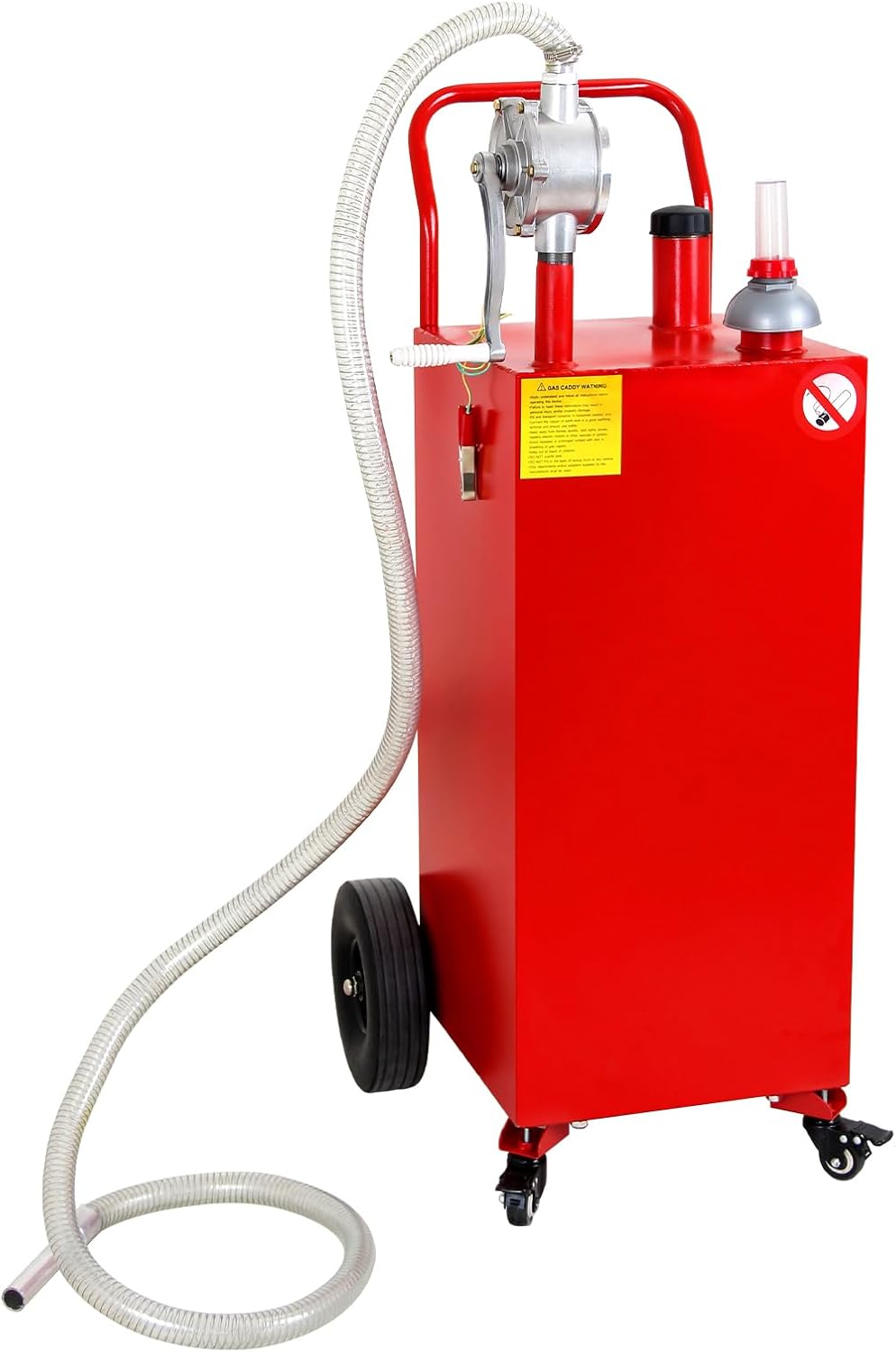 30 Gallon Portable Gas Caddy, Large Gasoline Diesel Can with Pump Rolling and Solid Rubber Wheels for Cars, ATV, Boats, Motorcycle, Black