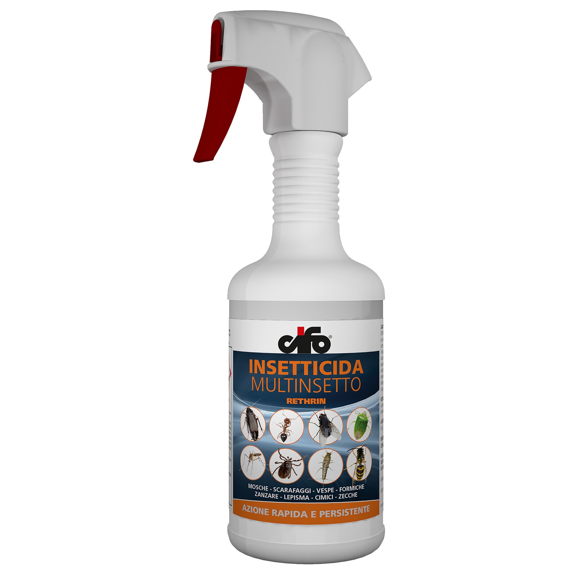 CIFO Rethrin Multinsetto - Insetticida Formiche Scarafaggi Ragni Vespe e Altri Insetti, Azione Abbattente e Residuale, Disinfestazione Ambienti Domestici e Civili - Non Macchia, Made in Italy, 500 ml