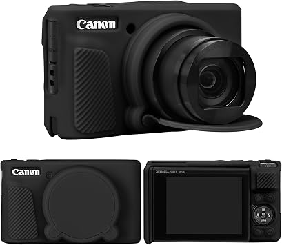 RAIALL Silicone Case for Canon PowerShot SX740/ SX730 Digital Camera, SX740 HS Soft Protective Silicone Sleeve Holder, Travel Lightweight Rubber Cover with Removable Lens Cover, Black