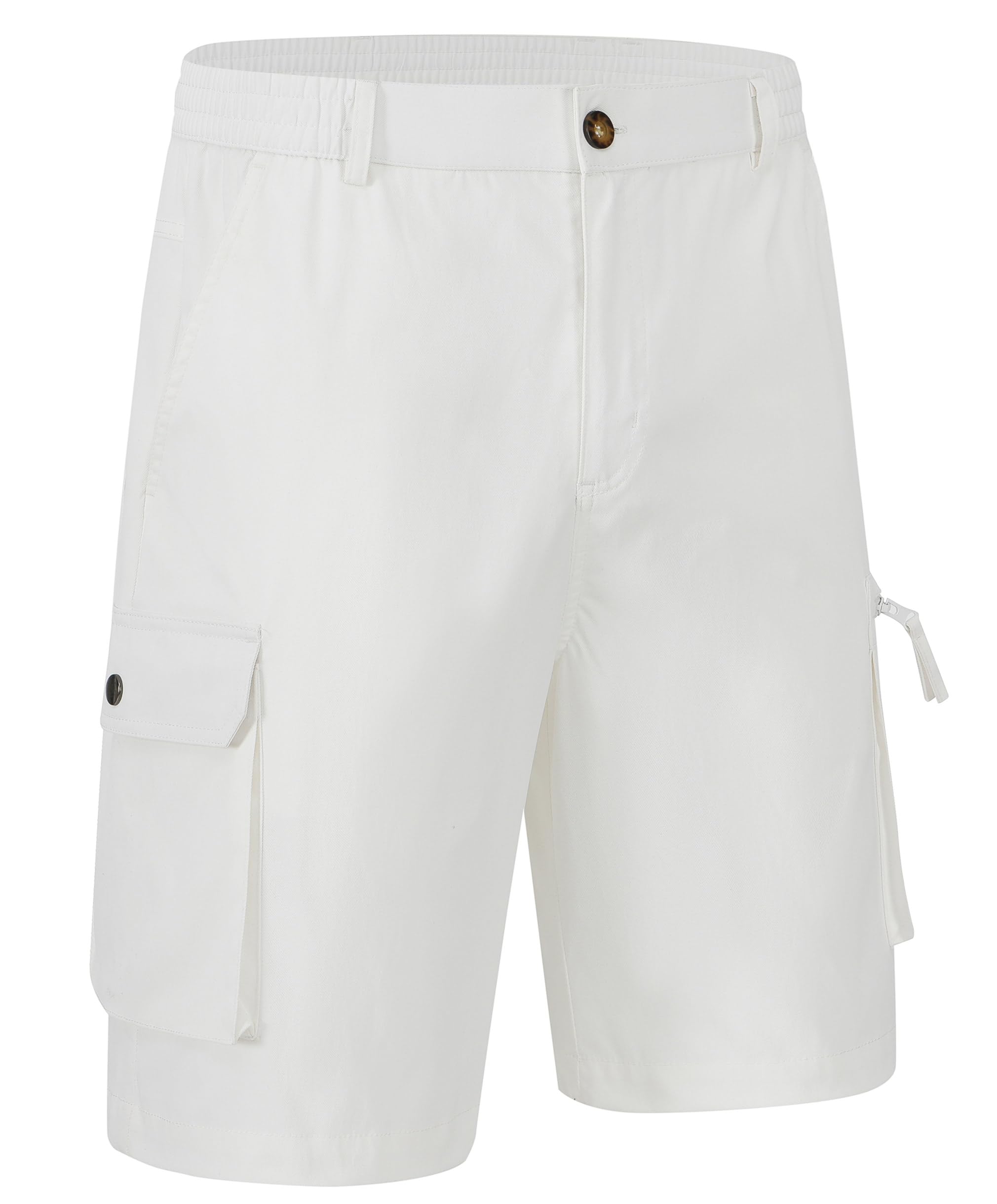 Huayuzh Kurze Hosen Herren Chino Shorts Sommer Stretch Cargo Baumwolle Hose Elastische Taille mit Reißverschlusstasche