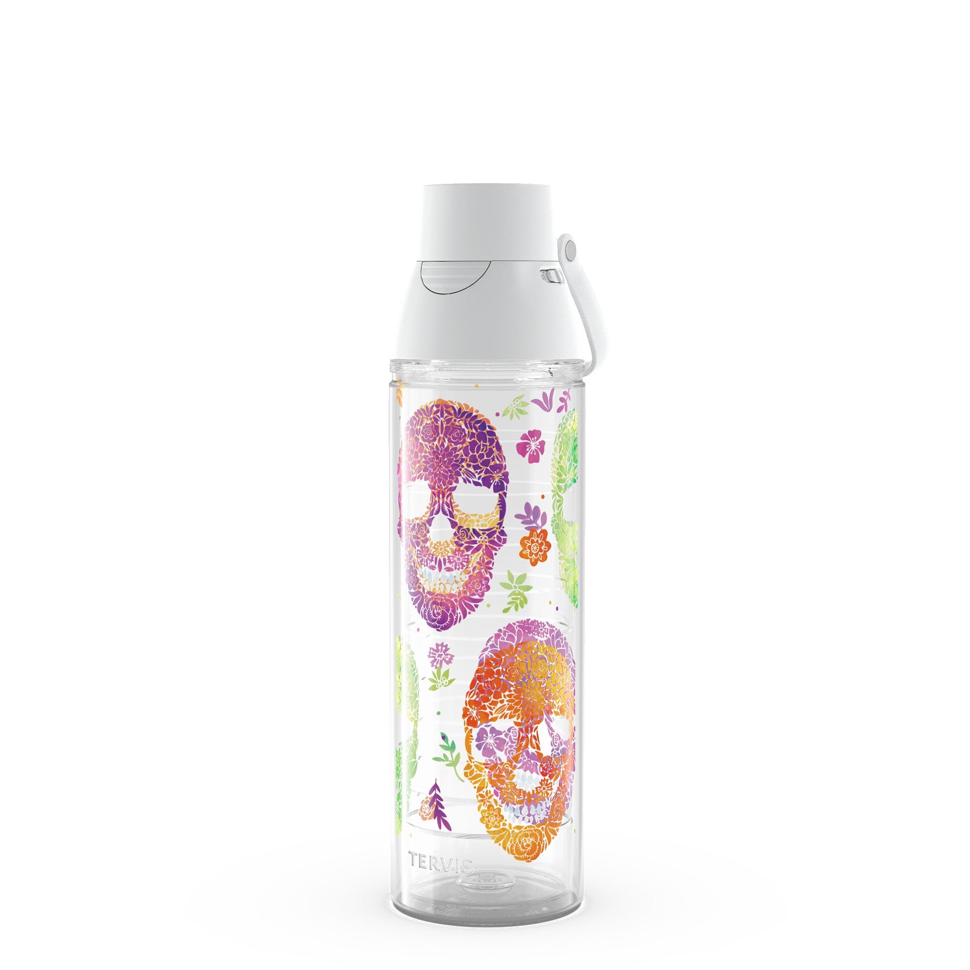 Tervis Floral Skulls Day of The Dead Halloween Insulated Tumbler, 24oz Venture Lite Water Bottle, Classic